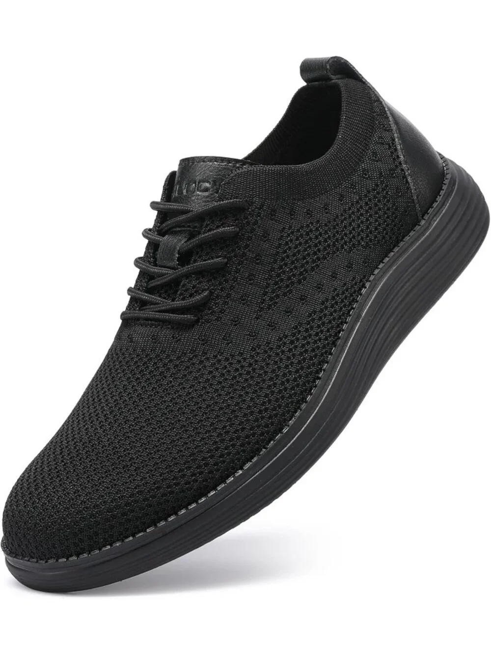 Men's Black Knit Comfortable Casual Lace-Up Oxfords Breathable Walking Sneakers